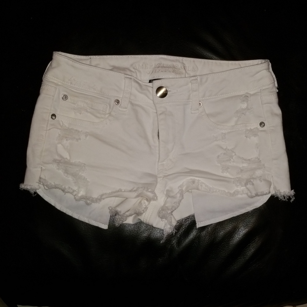 American Eagle White jean shorts